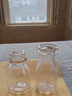 Clear Glass Vintage 1/2 Pint Milk Bottles- 2